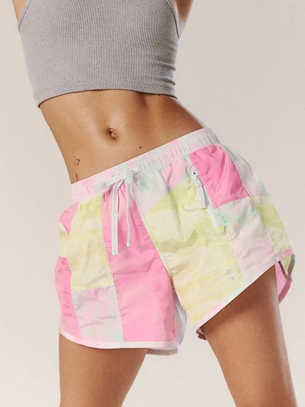 Free People Glow & Gather Athletic Workout Shorts Colorful Patchwork Print Small